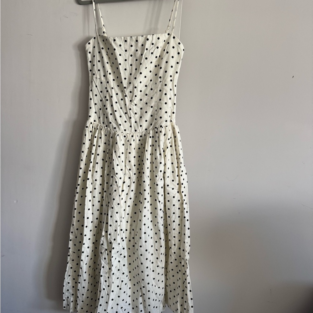 Elegant White Polka Dot Dress